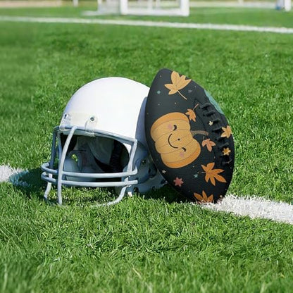 American Football, Official Size 11.9 x 7.3 Inch, Premium Composite Leather High-Grip Ball with Pro-Style Lacing, Unique Prints for Training, Games & Gifts - color: Pumpkins
