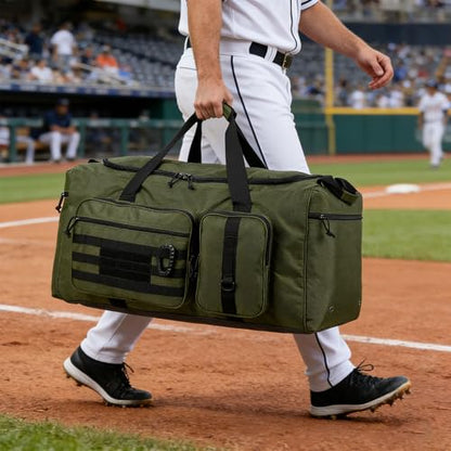 120L Extra Large Baseball Duffle Bag for Adult Softball Gym Bag with Shoe Compartment, Sports Duffel Bat Equipment Bag Coach Team Catchers Gear Bag for Hockey Football Basketball Soccer, Green - color: Green