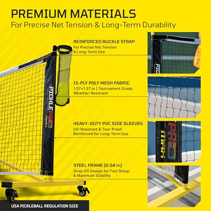 Ultimate Pickleball Set with Regulation Net System – 2 Carbon Fiber Max Thermoformed Paddles with CAS Surface, 4 Outdoor Balls, CourtMark PVC Kit & Paddle Bag – USAPA Approved, Tournament-Grade