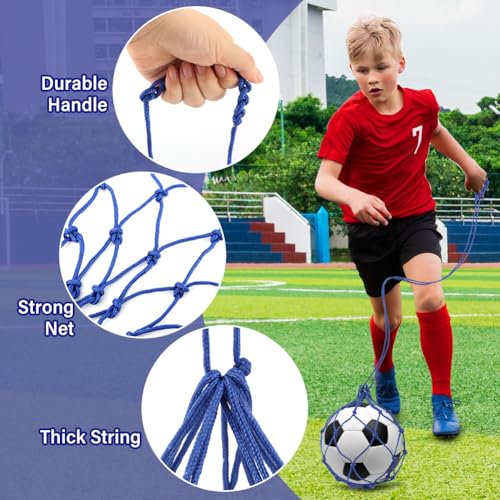 3Pcs Soccer Kick Trainer, Football Kick Throw Solo Practice Training Aid, Adjustable Locked Net Soccer Ball Bungee Elastic Trainer Net Soccer Juggling Trainer Fits Ball Size 3 4 5