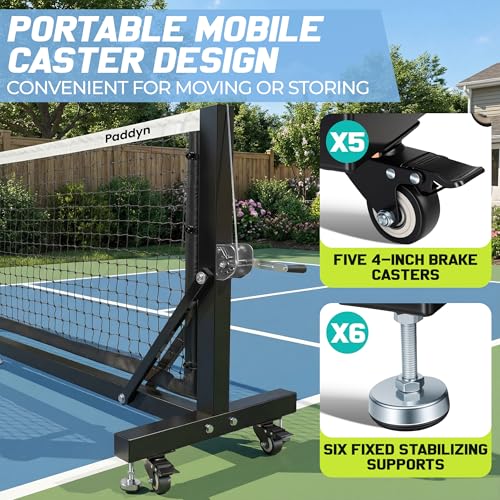 Pickleball Net Portable Outdoor with Wheels-22FT Pro Tournament Pickle Ball Net with Steel Cable Tensioning System,124LBS Heavy-Duty Pickleball net for Driveway/Backyard/Club/School