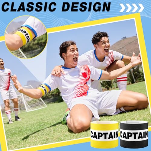 VioraWhite 12pcs Captain Arm Bands for Soccer Captain Armband Adjustable Unisex Elastic for Team Training - color: Yellow，black