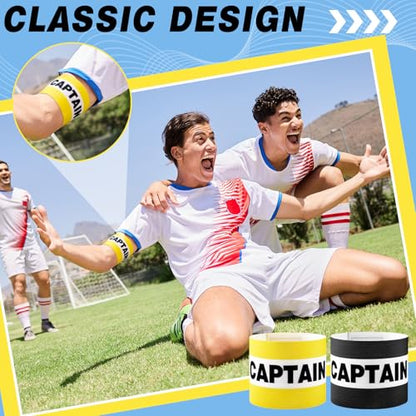 VioraWhite 12pcs Captain Arm Bands for Soccer Captain Armband Adjustable Unisex Elastic for Team Training - color: Yellow，black