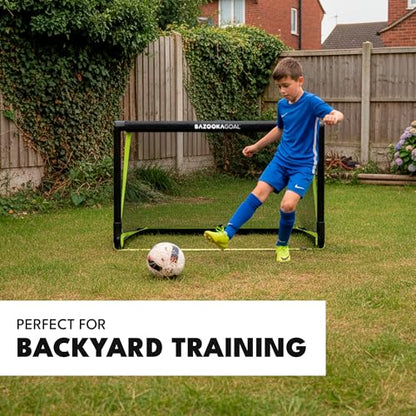 BazookaGoal Original Solid Frame Pop Up Goal - Folding Mini Soccer Goal for Kids and Adults - Portable Goal Post - Easy to Set-up & Steady - Single Unit (1 Goal Included) - size: 4 x 2.5 ft, style: Black