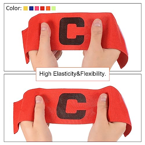 PATIKIL Soccer Captain Armband, 6 Pcs Elastic Protective Arm Badge for Youth Adult Team Training - color: Rose Red