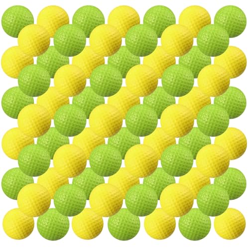 Junkin 80 Pcs Foam Golf Balls Practice Balls Realistic Feel and Flight Sport Training for Indoor or Outdoor Backyard Golf Training - color: Yellow,Green