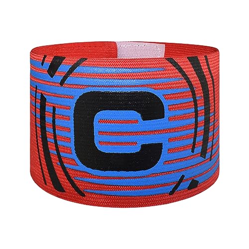 Sports Captain C Arm Band, Unisex Elastic Soccer Captain Armband Adjustable Outdoor Football Player Captain's ArmBands for Youth and Adult - color: Red