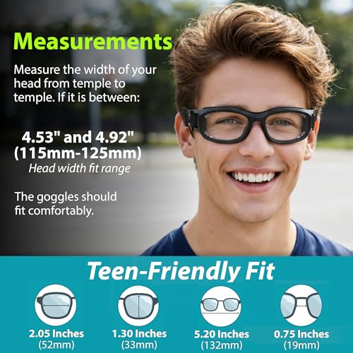 BLUE CUT Youth/Teen Sports Goggles for Basketball Soccer & Pickleball-Protective Eyewear for Boys&Girls - color: Black