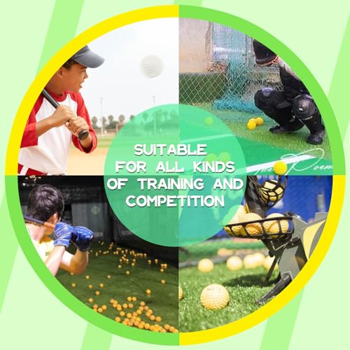 12 Pack Yellow Dimpled Baseballs, 9-Inch Pitching Machine Baseballs for Hand-Eye Coordination, Hitting and Fielding Practice