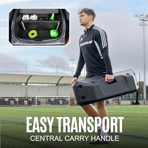 QUICKPLAY Replay Boombox Soccer Rebound Board - Portable Dual Surface Rebounder with Adjustable Angle - Soccer Training Equipment for Control, Passing Practice