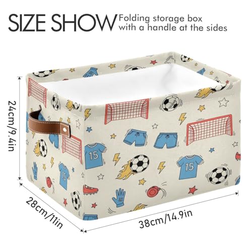 2 PACK Soccer Gear Storage Baskets - Collapsible Canvas Bin for Home Organization, Decorative Fabric Box with Handles - size: 2 PCS