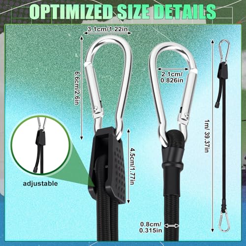 Junkin 4 Pack Volleyball Net Tension Straps Adjustable Bungee Cords with Stainless Steel Snap Hook Heavy Duty Volleyball Net Tie Down Straps for Outdoor Backyard Beach Sport Tension