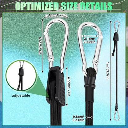Junkin 4 Pack Volleyball Net Tension Straps Adjustable Bungee Cords with Stainless Steel Snap Hook Heavy Duty Volleyball Net Tie Down Straps for Outdoor Backyard Beach Sport Tension