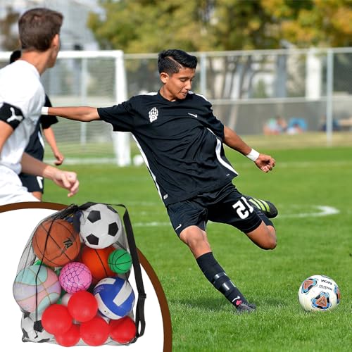 Extra Large Sports Ball Bag 30 x 40 Inches Mesh Soccer Basketball Bags Large Mesh Pouch with Adjustable Shoulder Strap for Football Volleyball Gym Sports Equipment (4 Pcs)