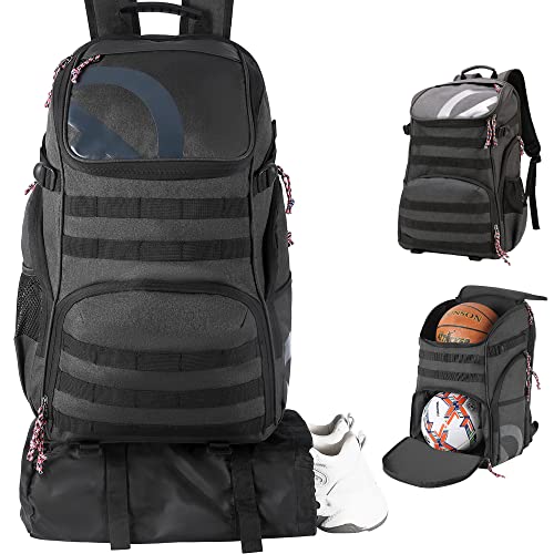 TRAILKICKER Basketball Bag Backpack with Ball Holder Multi-Sport Backpack for Soccer Volleyball Football Baseball Helmet - color: TK2-Gray, size: Large