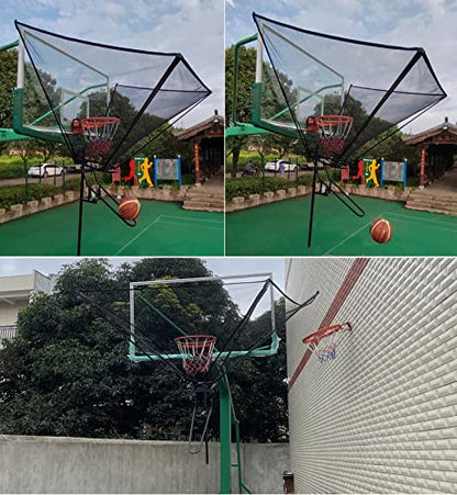 Basketball Hoop Returner Shot Return Apparatus - Attachment/Shooting Trainer with Bag Hanging Rebounder Acce