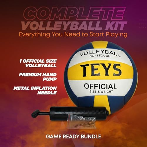 Official Size Volleyball, 1 Size 5 Soft Touch PU Leather Indoor and Outdoor Volleyball for Beach Play, Game, Gym, Training - Includes Ball Pump