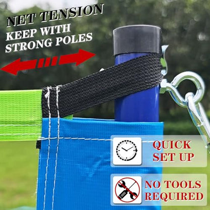 Volleyball Net Outdoor - Portable Volleyball Set for Backyard with Professional Volleyball Net, Wrap Yarn Volleyball and Pump, Boundary Line, Carry Bag - style: Basic-32FT(Blue&Green)
