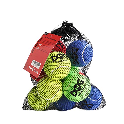 INSUM Tennis Balls for Dogs - 12 Pack 2.5'' Durable Non-Toxic Outdoor Dog Toys Balls with Mesh Bag, SGS Certified, Colorful Fetch Toys, Medium Large Breeds (Non Squeaky) - color: Non-Squeaky - Pack of 12, size: Medium