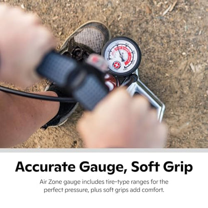 Schwinn Air Center Series or Basic Floor Pump, for a Range of Bikes, 100, 120 or 160 PSI, Soft Grip Handle, Dual Head for Schrader and Presta Valves, Manual Air Pump