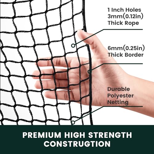 Golf Net for Hitting Practice, 10Ft to 50Ft Golf Ball Netting with 33Ft Hanging Nylon Rope,Also Use as Baseball, Hockey, Soccer, LAX Sport Net,Indoor and Outdoor.