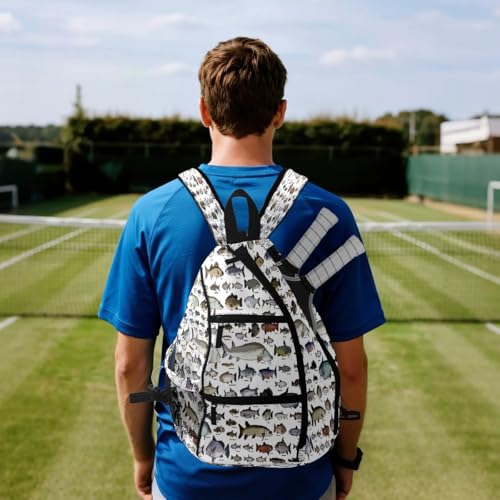 Pickleball Bag Sea Fish Pickle Ball Backpack for Women Men Premium Lightweight Crossbody Sling Bag Sports Backpack for Pickleball Paddle Tennis - color: Sea Fish