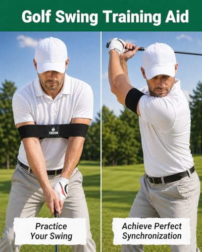 Golf Arm Band Training Aid for Swing Connection, Arm Connection Golf Trainer for Better Tempo, Ball Striking & Consistency, Easy Golf Swing Training Aid for Indoor Practice, Golf Gift for Golfers