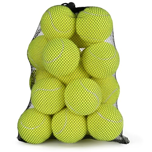 INSUM Bulk Tennis Balls for Beginner – 20/30/60/120 Pack High Elasticity Practice Tennis Balls with Mesh Bags, Portable for Pet Dog Outdoor Playing, Training, Fetching - color: Yellow, style: 20PK
