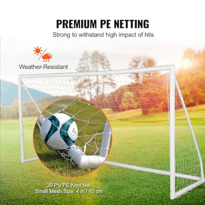 VEVOR Portable Soccer Goal, 12 x 6 ft Large Practice Soccer Net, Steel Fiberglass Structure Training Goal Set with Carry Bag, All-Weather Outdoor Use, for Backyards, Parks, School Fields - style: 12x6 ft PVC
