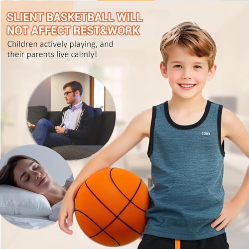 Silent Basketball, Dribble Dream Silent Basketball and Hoop Set, Foam Basketballs No Noise, Silent Ball Dribbling Indoor, Training Ball for Indoor Activities (No.5-25.3")