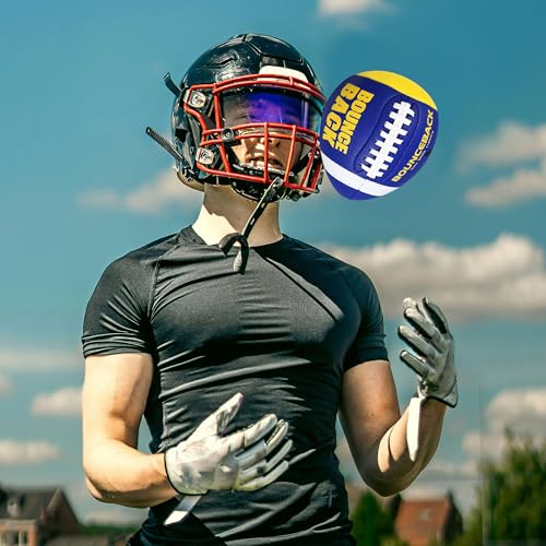 BOUNCEBACK Training Football, Youth Size & Official Size, Fatherless Football PassCatch Solo Enhancing Passing Catching(with Pump) - style: Blue Yellow-7#(Ages 5-14)