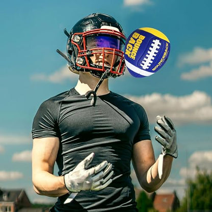 BOUNCEBACK Training Football, Youth Size & Official Size, Fatherless Football PassCatch Solo Enhancing Passing Catching(with Pump) - style: Blue Yellow-7#(Ages 5-14)