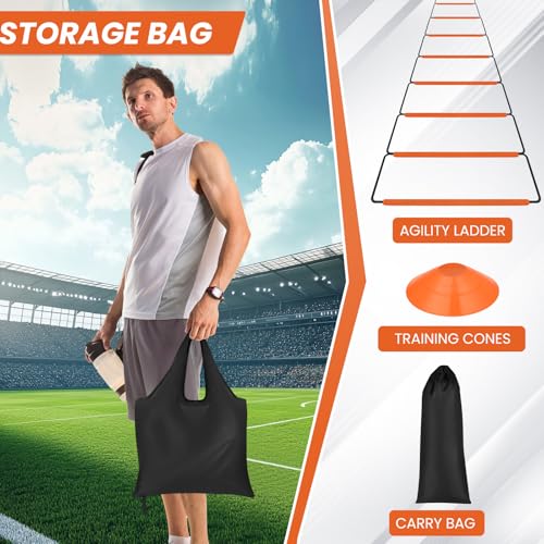 Agility Ladder, Speed Ladder, Agility Ladder Speed Training Equipment, Football Ladder, Footwork Ladder, Training Ladder for Footwork, Foldable Quick Assembly & Non - Tangling & Storage Bag - size: 16 Rungs