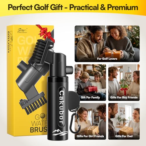 Pro Golf Club Cleaner: 4oz Water Bottle with Groove Cleaner, Heavy-Duty Retainer Clip, Large Nylon Bristles for Deep Clean, Ergonomic Button Design, Essential Golf Accessories & Gifts for Men