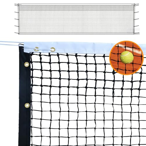 Professional Tennis Net 42ft x 3.5ft | Double-Layer Woven Court Replacement Net with 6mm Steel Cable & Center Strap – Heavy-Duty UV/Water-Resistant Net for Clubs, Coaches, and Backyard Use
