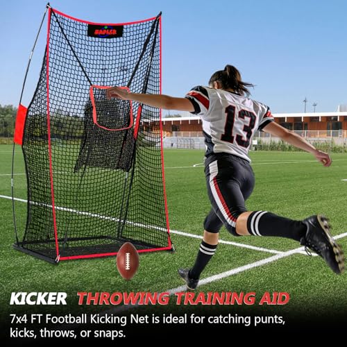 Kapler Football Kicking Net for Field Goals - 7X4FT Portable Football Throwing Net with Target Zone Attachment - Sideline Practice for Backyard Skill Improvement for Youth and Adults