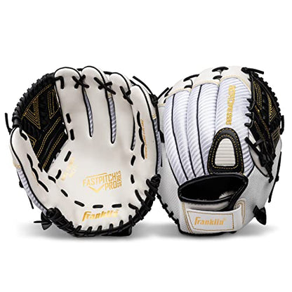 Franklin Sports Girls Softball Glove-Women's Windmill Fastpitch+Slowpitch Softball Glove-Right and Left Hand-Adult - color: White/Gold, size: 12"