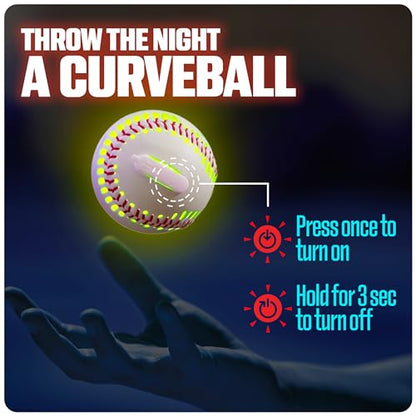 GlowCity Premium Leather LED Rechargeable Light-Up Baseball - Illuminate the Game - Nighttime Fun and Play - Sports Stuff & Gadgets for Kids Age 8 Years Old and Up - Catch Only