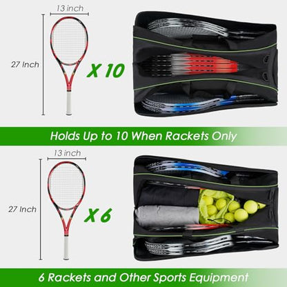 MATEIN Tennis Bag 6 Rackets, Extra Large Protective Convertible Racquet Bag with Shoes Compartment for Men Women, Racket Backpack with Cooler Pocket & Removeable Shoulder Strap for Sport Equipment