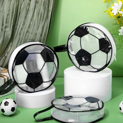 Reginary 12 Pcs Soccer Cosmetic Snack Bag Goodies Gifts Accessories for Makeup Bags Soccer Clear PVC Cheer Case Toiletry Zipper Pouch Waterproof Travel Handbag Purses Organizer for Team Gift - style: Soccer