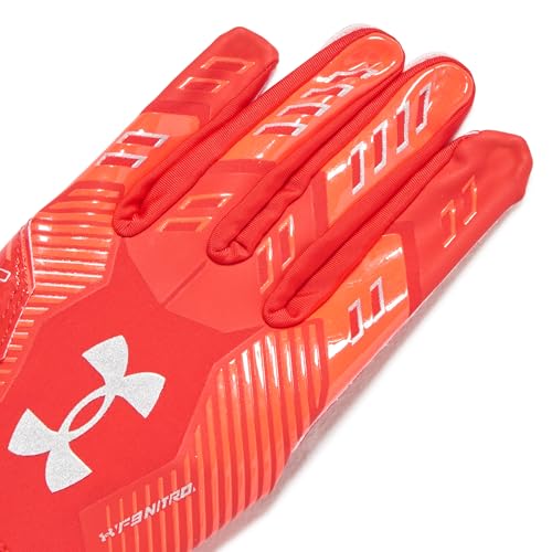Under Armour F9 Nitro Football Gloves - color: (600) Red / Beta / Metallic Silver, size: X-Large