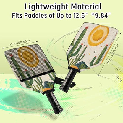 Pickleball Paddle Cover with Pockets and Handle Strap, Racket Sleeve and Ball Holder Organizer, 1 Pcs - color: yellow