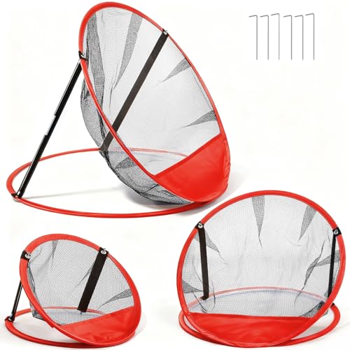 Jucoan 3 Pack Golf Chipping Net, 3 Sizes Pop Up Golf Target Practice Net for Indoor and Outdoor, Gifts for Father's Day Men, Husband, Kid, Golfers, 6 Ground Stakes
