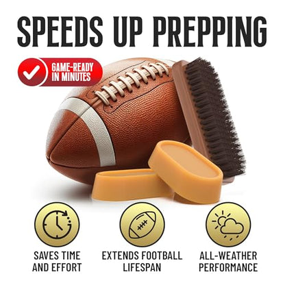 FORTIVO 3 in 1 Football Prep Kit - for Secure Grip and Improved Tack, Leather Football Wax and Accessories for Professional and Youth Players - with 2 Wax Bars & 1 Brush