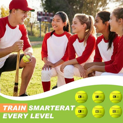 Lewtemi 6 Pack 12 Inch Weighted Training Softballs Bulk, 6-12 oz Weighted Training Balls for Pitching and Hitting, Improve Velocity Arm Strength Softball Practice Equipment with Drawstring Bag