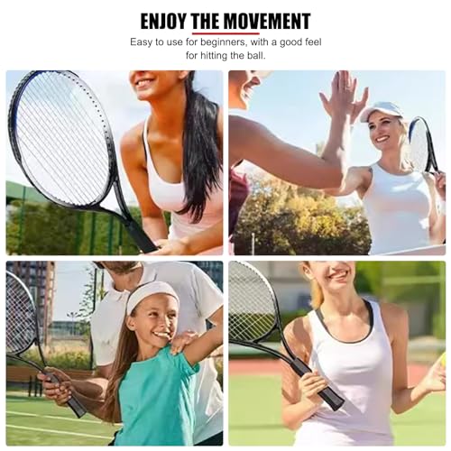 27-inch Beginner Tennis Racque for Adult - Light Adult Singl Racquet Set for Women Men with Carry Bag - color: Black