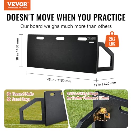 VEVOR Soccer Rebounder Board, Portable Soccer Wall with 2 Angles Rebound, Foldable HDPE Kickback Rebound Board, Soccer Training Equipment for Kids and Adults, Passing & Shooting Practice - size: 45"X18"