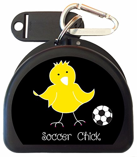 Soccer Mouth Guard, Mouthguard, Retainer Case - Soccer Chick - color: Black