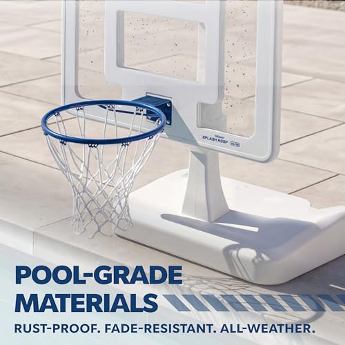 GoSports Splash Hoop Elite - Adjustable Height or Fixed Post - Pool Hoop Basketball Game with Water Weighted Base, Regulation Steel Rim and 2 Pool Basketballs - color: Elite Adjustable - White