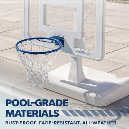GoSports Splash Hoop Elite - Adjustable Height or Fixed Post - Pool Hoop Basketball Game with Water Weighted Base, Regulation Steel Rim and 2 Pool Basketballs - color: Elite Adjustable - White